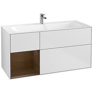 Villeroy und Boch Finion Waschtischunterschrank G060GNMT 119,6x59,1cm, Emotion, Regal links Walnut veneer, White matt lacquer