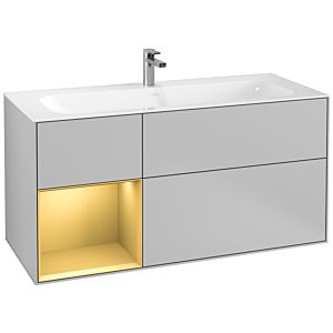 Villeroy und Boch Finion Waschtischunterschrank G060HFGJ 119,6x59,1cm, Emotion, Regal links Gold matt, Light grey matt