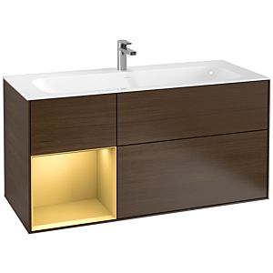 Villeroy und Boch Finion Waschtischunterschrank G060HFGN 119,6x59,1cm, Emotion, Regal links Gold matt, Walnut veneer