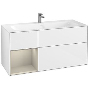 Villeroy und Boch Finion Waschtischunterschrank G060HHGF 119,6x59,1cm, Emotion, Regal links Sand Matt Lacquer, Glossy white lacquer