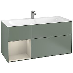 Villeroy und Boch Finion Waschtischunterschrank G060HHGM 119,6x59,1cm, Emotion, Regal links Sand Matt Lacquer, Olive Matt Lacquer