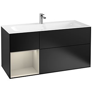 Villeroy et Boch Finion Villeroy et Boch G060HHPD 119,6x59,1cm, Emotion, étagère à gauche Sand Matt Lacquer , laqué noir mat
