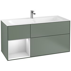 Villeroy und Boch Finion Waschtischunterschrank G060MTGM 119,6x59,1cm, Emotion, Regal links White matt lacquer, Olive Matt Lacquer