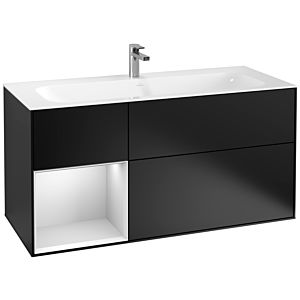 Villeroy et Boch Finion Villeroy et Boch G060MTPD 119,6x59,1cm, Emotion, étagère gauche laqué blanc mat, laqué noir mat