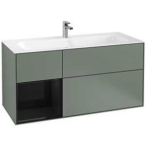 Villeroy und Boch Finion Waschtischunterschrank G060PHGM 119,6x59,1cm, Emotion, Regal links Glossy Black Lacquer, Olive Matt Lacquer