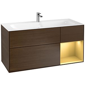 Villeroy und Boch Finion Waschtischunterschrank G070HFGN 119,6x59,1cm, Emotion, Regal rechts Gold matt, Walnut veneer