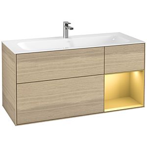 Villeroy und Boch Finion Waschtischunterschrank G070HFPC 119,6x59,1cm, Emotion, Regal rechts Gold matt, Oak Veneer