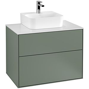 Villeroy und Boch Finion Waschtischunterschrank G08100GM 80x60,3x50,1cm, Emotion, Abdeckplatte white matt, Olive Matt Lacquer