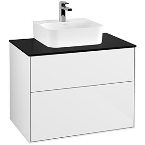 Villeroy und Boch Finion Waschtischunterschrank G08200GF 80x60,3x50,1cm, Emotion, Abdeckplatte black matt, Glossy white lacquer