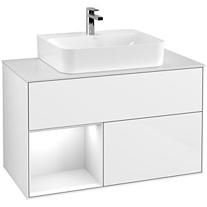 Villeroy and Boch Finion Villeroy and Boch Finion G111GFGF 100cm, cover plate matt white, Emotion, shelf on the left Glossy white lacquer, Glossy white lacquer