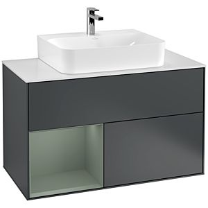 Villeroy and Boch Finion Villeroy and Boch Finion G111GMHG 100cm, cover plate matt white, Emotion, shelf on the left Olive Matt Lacquer , Midnight Blue Matt Lacquer