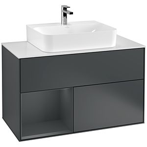 Villeroy und Boch Finion Waschtischunterschrank G111HGHG 100cm, Abdeckplatte white matt, Emotion, Regal links Midnight Blue Matt Lacquer, Midnight Blue Matt Lacquer