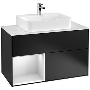 Villeroy and Boch Finion Villeroy and Boch Finion G111MTPD 100cm, cover plate white matt, Emotion, shelf left white matt lacquer, black matt lacquer