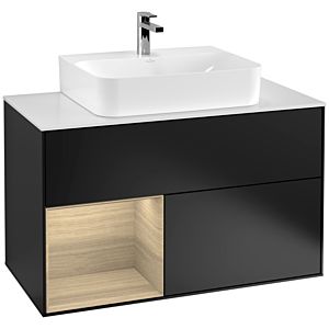 Villeroy and Boch Finion Villeroy and Boch Finion G111PCPD 100cm, cover plate matt white, Emotion, shelf on the left Oak Veneer , matt black lacquer