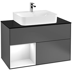 Villeroy and Boch Finion Villeroy and Boch Finion G112GFGK 100cm, cover plate black matt, Emotion, shelf on the left Glossy white lacquer, Anthracite matt