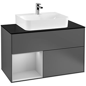 Villeroy and Boch Finion Villeroy and Boch Finion G112GJGK 100cm, cover plate black matt, Emotion, shelf left light gray matt, anthracite matt