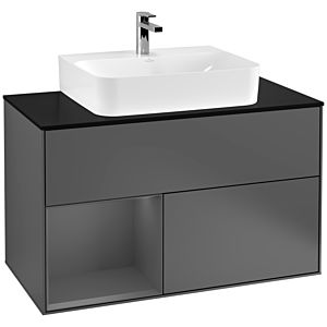 Villeroy and Boch Finion Villeroy and Boch Finion G112GKGK 100cm, cover plate black matt, Emotion, shelf left Anthracite matt, Anthracite matt