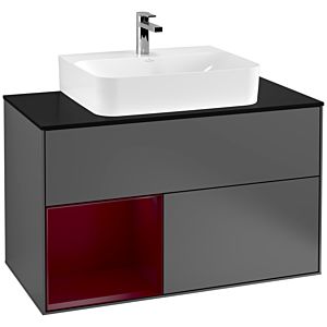 Villeroy and Boch Finion Villeroy and Boch Finion G112HBGK 100cm, cover plate black matt, emotion, shelf on the left Peony , anthracite matt