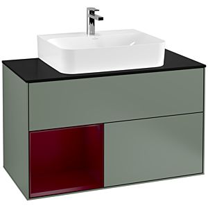 Villeroy and Boch Finion Villeroy and Boch Finion G112HBGM 100cm, cover plate black matt, emotion, shelf on the left Peony , Olive Matt Lacquer