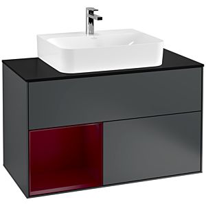 Villeroy et Boch Finion Villeroy et Boch G112HBHG 100cm, plaque de finition noire mate, Emotion, étagère à gauche Peony , Midnight Blue Matt Lacquer