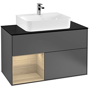 Villeroy et Boch Finion Villeroy et Boch G112PCGK 100cm, plaque de finition noir mat, émotion, étagère à gauche Oak Veneer , anthracite mat