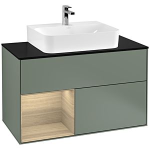 Villeroy and Boch Finion Villeroy and Boch Finion G112PCGM 100cm, cover plate black matt, Emotion, shelf on the left Oak Veneer , Olive Matt Lacquer