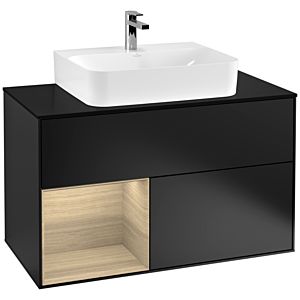 Villeroy et Boch Finion Villeroy et Boch G112PCPD 100cm, plaque de finition noir mat, Emotion, étagère à gauche Oak Veneer , laqué noir mat