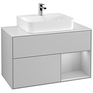 Villeroy and Boch Finion Villeroy and Boch Finion G121GJGJ 100cm, cover plate white matt, Emotion, shelf on the right light gray matt, light gray matt