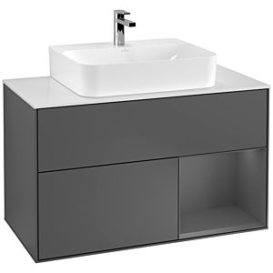 Villeroy et Boch Finion Villeroy et Boch G121GKGK 100cm, plaque de recouvrement blanc mat, Emotion, étagère à droite Anthracite mat, Anthracite mat