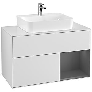 Villeroy and Boch Finion Villeroy and Boch Finion G121GKMT 100cm, cover plate matt white, Emotion, shelf on the right anthracite matt, matt white lacquer