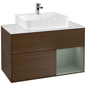 Villeroy and Boch Finion Villeroy and Boch Finion G121GMGN 100cm, cover plate matt white, emotion, shelf on the right Olive Matt Lacquer , Olive Matt Lacquer veneer