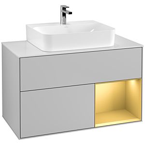 Villeroy and Boch Finion Villeroy and Boch Finion G121HFGJ 100cm, cover plate white matt, Emotion, shelf right gold matt, light gray matt