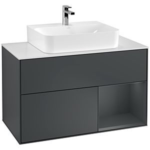 Villeroy und Boch Finion Waschtischunterschrank G121HGHG 100cm, Abdeckplatte white matt, Emotion, Regal rechts Midnight Blue Matt Lacquer, Midnight Blue Matt Lacquer