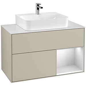 Villeroy and Boch Finion Villeroy and Boch Finion G121MTHH 100cm, cover plate white matt, Emotion, shelf on the right white matt lacquer, Sand Matt Lacquer