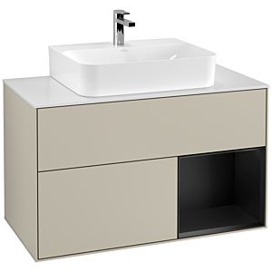 Villeroy and Boch Finion Villeroy and Boch Finion G121PDHH 100cm, cover plate white matt, Emotion, shelf on the right black matt lacquer, Sand Matt Lacquer