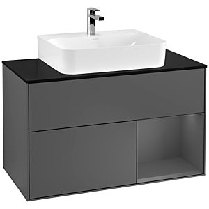 Villeroy et Boch Finion Villeroy et Boch G122GKGK 100cm, plaque de finition noir mat, Emotion, étagère à droite Anthracite mat, Anthracite mat