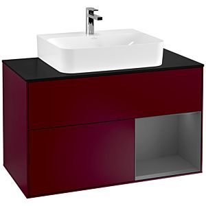 Villeroy and Boch Finion Villeroy and Boch Finion G122GKHB 100cm, cover plate black matt, Emotion, shelf right Anthracite matt, Peony Matt