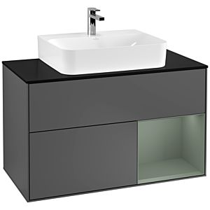 Villeroy and Boch Finion Villeroy and Boch Finion G122GMGK 100cm, cover plate black matt, emotion, shelf on the right Olive Matt Lacquer , anthracite matt