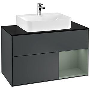Villeroy and Boch Finion Villeroy and Boch Finion G122GMHG 100cm, cover plate black matt, Emotion, shelf on the right Olive Matt Lacquer , Midnight Blue Matt Lacquer