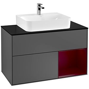 Villeroy and Boch Finion Villeroy and Boch Finion G122HBGK 100cm, cover plate black matt, emotion, shelf on the right Peony , anthracite matt