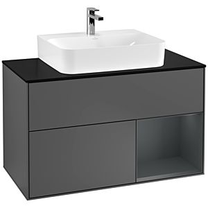 Villeroy and Boch Finion Villeroy and Boch Finion G122HGGK 100cm, cover plate black matt, Emotion, shelf on the right Midnight Blue Matt Lacquer , Anthracite matt