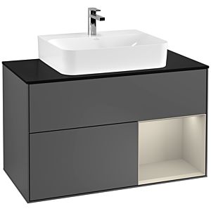 Villeroy and Boch Finion Villeroy and Boch Finion G122HHGK 100cm, cover plate black matt, Emotion, shelf on the right Sand matt, anthracite matt