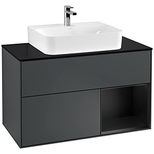 Villeroy and Boch Finion Villeroy and Boch Finion G122PDHG 100cm, cover plate black matt, Emotion, shelf on the right Black matt lacquer, Midnight Blue Matt Lacquer