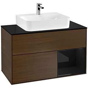 Villeroy et Boch Finion Villeroy et Boch G122PHGN 100cm, plaque de finition noir mat, émotion, étagère à droite Glossy Black Lacquer , placage Glossy Black Lacquer