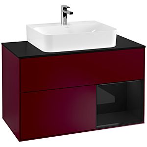 Villeroy et Boch Finion Villeroy et Boch G122PHHB 100cm, plaque de finition noir mat, émotion, étagère à droite Glossy Black Lacquer , Peony Matt