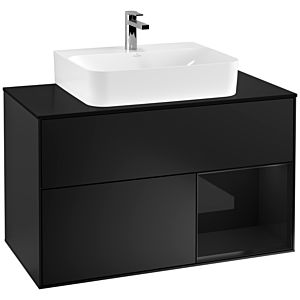 Villeroy et Boch Finion Villeroy et Boch G122PHPD 100cm, plaque de finition noir mat, Emotion, étagère à droite Glossy Black Lacquer , laqué noir mat