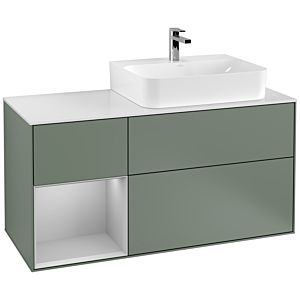 Villeroy and Boch Finion Villeroy and Boch Finion G141GJGM 120cm, cover plate matt white, Emotion, shelf on the left light gray matt, Olive Matt Lacquer