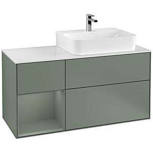 Villeroy et Boch Finion Villeroy et Boch G141GMGM 120cm, plaque de finition blanc mat, émotion, étagère à gauche Olive Matt Lacquer , Olive Matt Lacquer