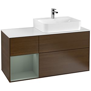 Villeroy et Boch Finion Villeroy et Boch G141GMGN 120cm, plaque de finition blanc mat, émotion, étagère à gauche Olive Matt Lacquer , placage Olive Matt Lacquer