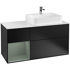 Villeroy and Boch Finion Villeroy and Boch Finion G141GMPD 120cm, cover plate white matt, Emotion, shelf on the left Olive Matt Lacquer , black matt lacquer